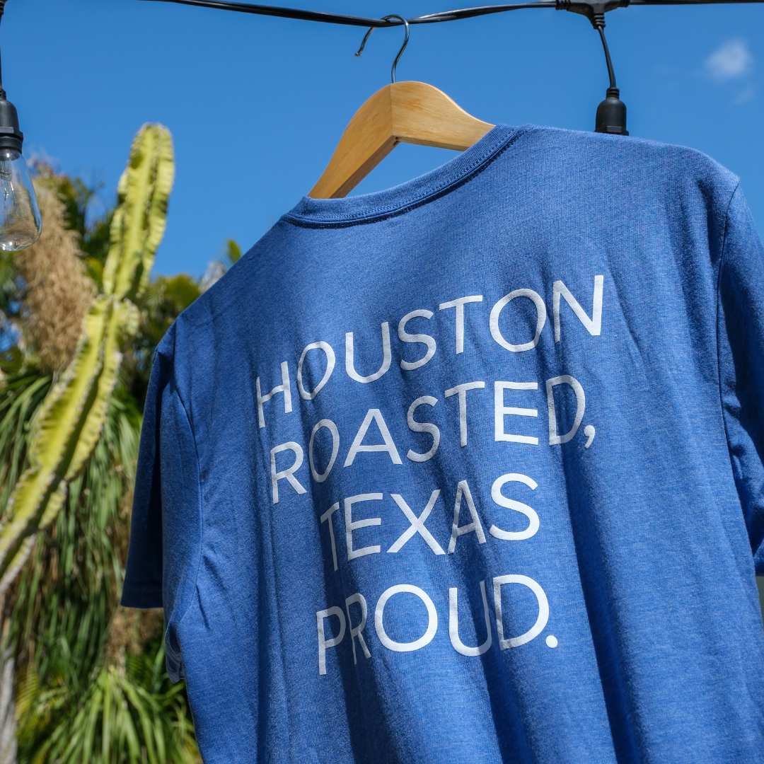 Blue 'Houston Roasted, Texas Proud.' T-Shirt